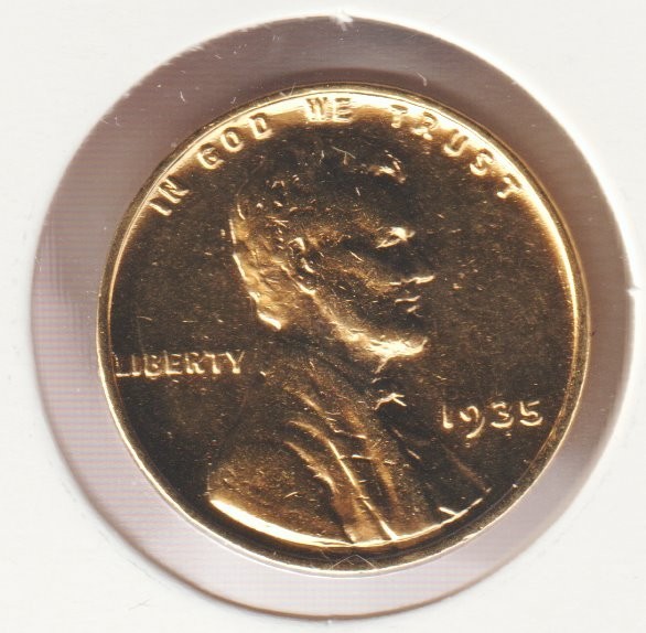Rare Old Antique 1935 US Lincoln 24k Gold Plated Cent Penny Collection Coin USA