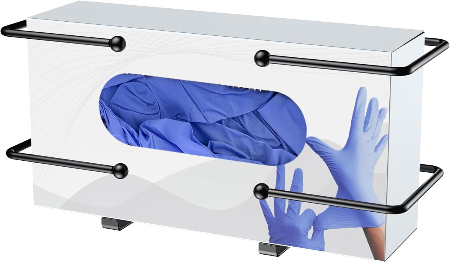Glove Box Dispenser Wall Mount: Black Holder Organizer for Disposable Glove & Ti