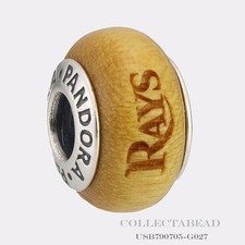 Authentic Pandora Silver Tampa Bay Rays Baseball Wood Charm USB790705-G027