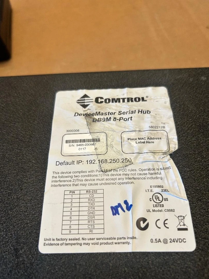 Comtrol DeviceMaster DB9M 8-Port Serial Hub With Adapter - Image 3 of 4