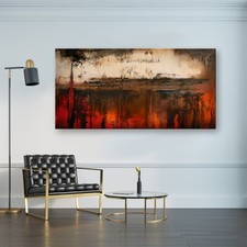 Large Abstract Canvas Painting, Red Canvas wall art, Framed, Signed