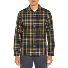 Eddie Bauer Men's Bristol Flannel Shirt Rosin Loden Plaid Size Small