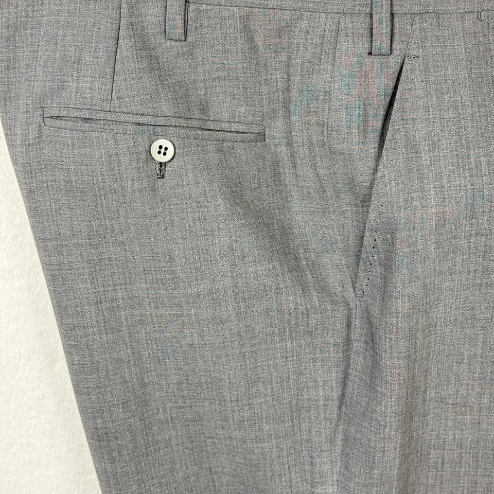 Мужские серые брюки Kiton плоские спереди XXL 37X30 США 54 IT льняная смесь б/у в отличном состоянии - Изображение 4 из 4