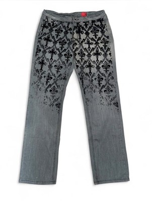 Y2K V Cristina Jeans with Gothic Embellished Velour Size 12