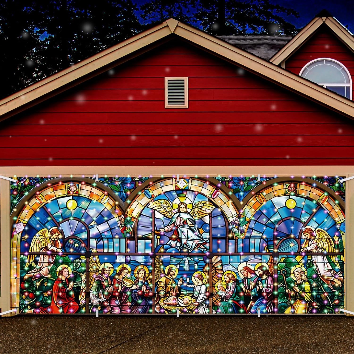 Christmas Lighted Nativity Garage Door Decorations Cover Nativity, 
