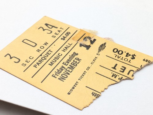 Autentico BOB DYLAN 12 novembre 1965 BIGLIETTO STUB concerto Music Hall Cleveland Ohio - Foto 6 di 10