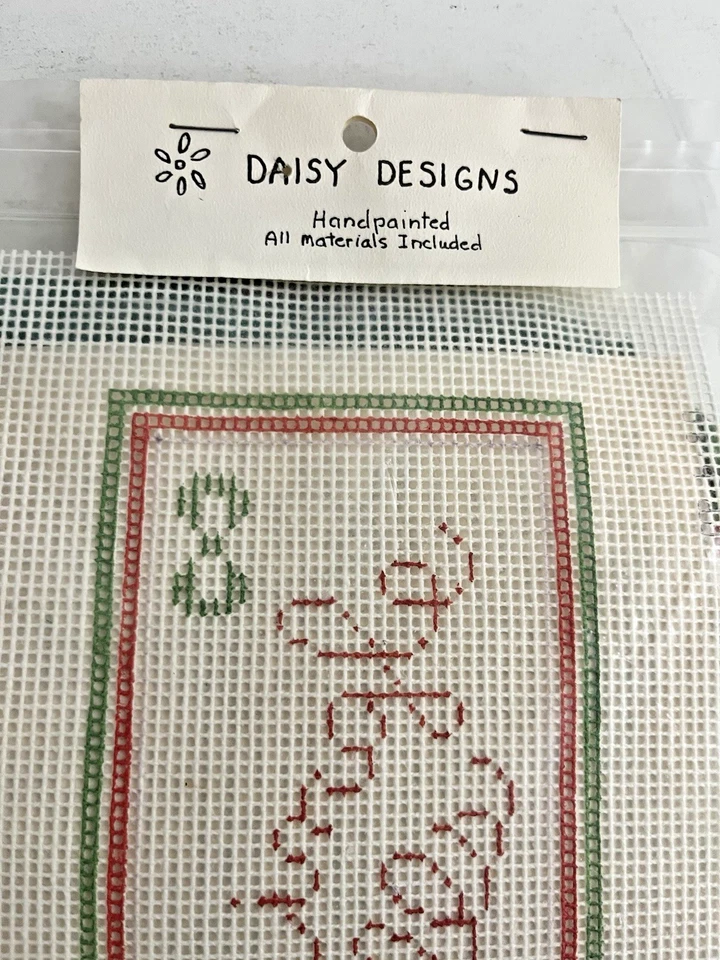 Handpainted Needlepoint Christmas 5x7 Pillow Kit BINGLE JELLS Canvas Yarn Bell - Image 4 of 4