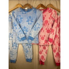 Disney Stitch  Minnie Mouse Pajamas 2pc Sets Girls sz Large 10/12 Cozy Plush