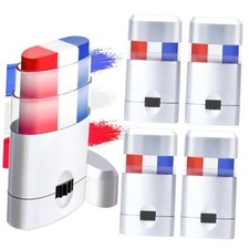 4 Pack Red White Blue Face Paint, USA Flag Color Stripe Stick, Patriotic Face