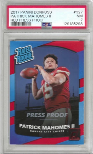Patrick Mahomes II 2017 Panini Donruss 327 SCARCE RED PRESS PROOF RC PSA 7 NICE!