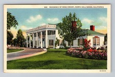 Hollywood CA-California, Residence of Bing Crosby, Flower Beds Vintage Postcard