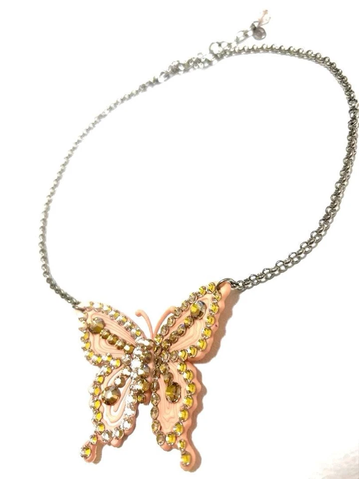 Collana farfalla Tarina Tarantino catena argento strass ciondolo 51 cm - Immagine 2 di 4