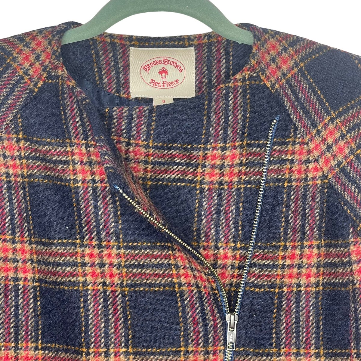 Brooks Brothers Red Fleece Womens Plaid Wool Jacket Asymmetrical