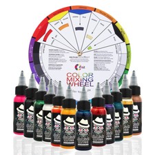OPHIR 30ML Airbrush Tattoo Inks with Color Wheel Body Art Paint Colors