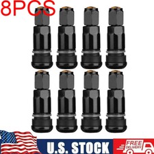 8pc Aluminum Tire Valve Stems Metal Tubeless Wheel Caps Bolt-in Tyre Black