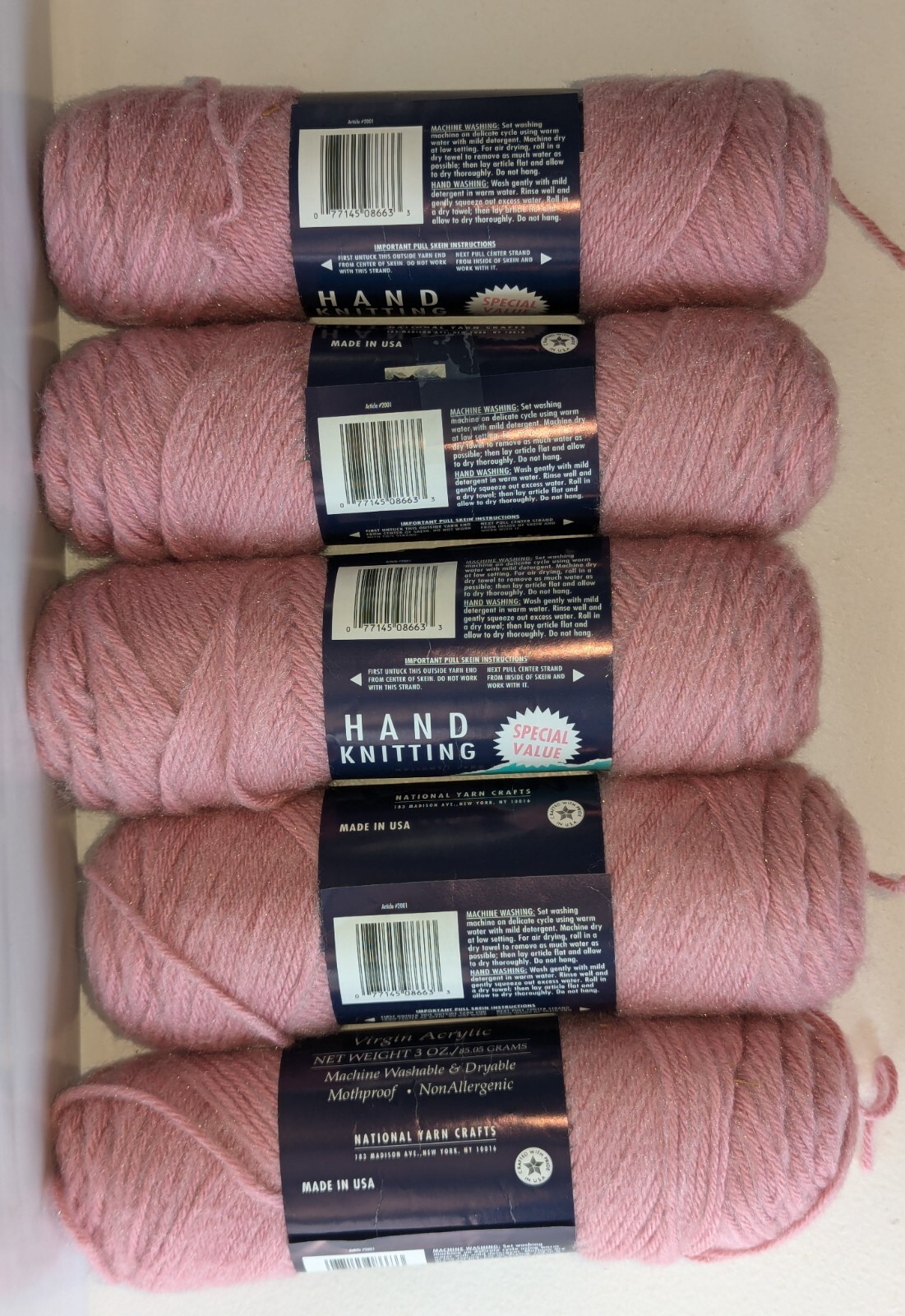 (16) 3 oz Skeins MANUFACTURER'S MILL ENDS Pink/Mauve/Rose Yarn HAND KNITTING