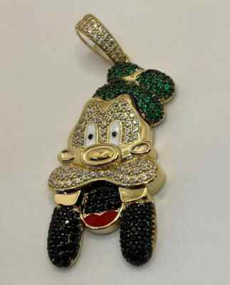 3Ct Round Cut Lab-Created Diamond Goofy Cartoon Pendant 14K Two-Tone Gold Plated