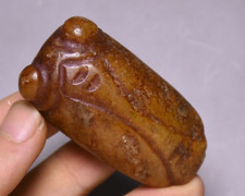 6CM China Hongshan Culture Old Jade Fengshui Cicada Beast Got it Amulet Pendant