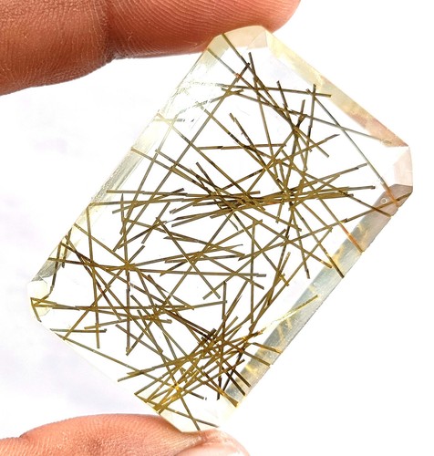 Impressive Golden Rutilated Quartz 155.70Ct Emerald Certified Loose Gemstone MKL - Picture 1 of 7