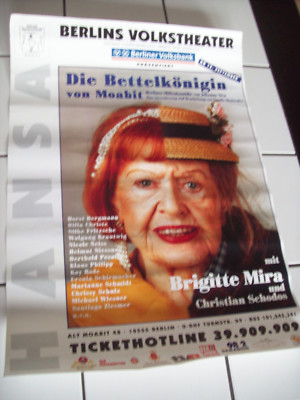 Brigitte Mira Theater Plakat ''Die Bettelkönigin von Moabit -Brigitte Mira