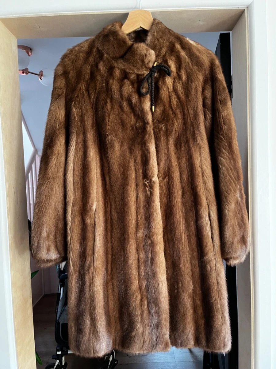 Beautiful vintage 1970s brown mink swing coat size 14 excellent condition