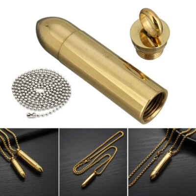 Bullet Urn Necklace Container Pendant Stainless Steel Tube Keepsake Ashes Holder