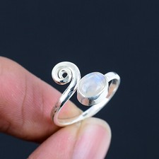 Rainbow Moonstone 925 Sterling Silver Stacking Stackable Band Ring For Women