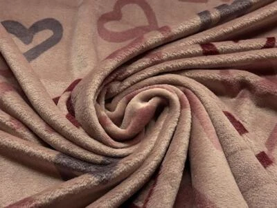 Tela De Forro Polar Súper Suave Y De Doble Cara Con Corazones Dibujados NUDE - Imagen 1 de 4
