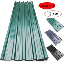 12/24 Roof Sheets Corrugated Garage Carport Shed Metal Roofing Panels w/ Screws