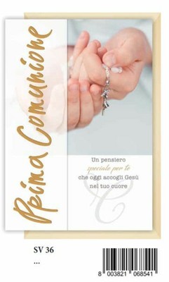 Biglietto Auguri Prima Comunione Con Rosario Con Opalina E Foil Oro Marp Ebay