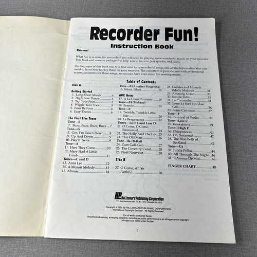 Recorder Fun ~ Teach Yourself the Easy Way 1990 Hal Leonard ~ Trade Paperback - Picture 3 of 8
