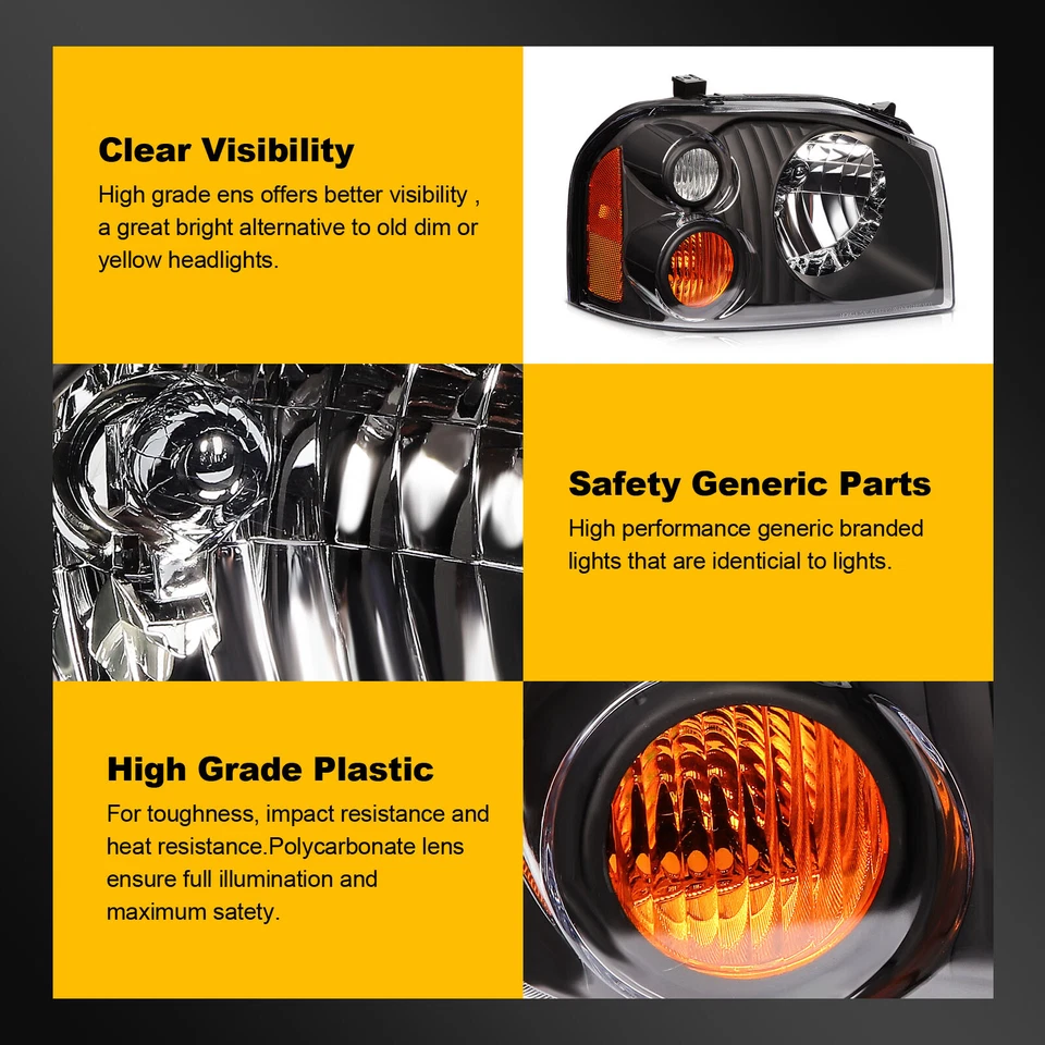 Conjunto de faros para Nissan Frontier 2001-2004 carcasa negra izquierda+derecha Foto 4 de 4