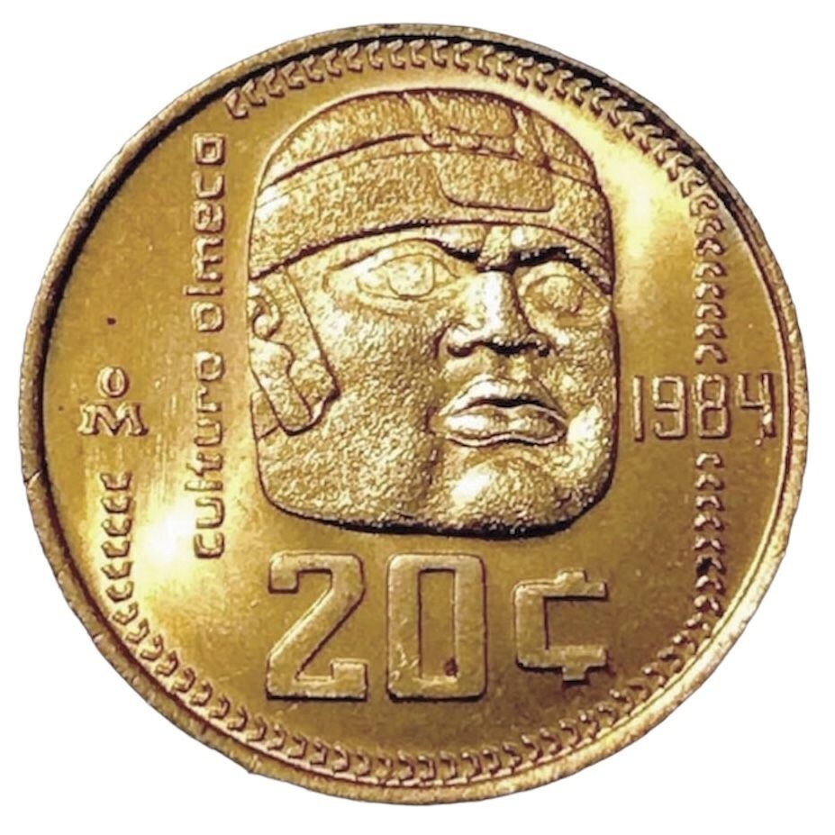 メキシコの石仮面 Mexico 1984 20 Centavos Cabeza Olmeca Coin Brass UNC #BM15 | eBay