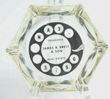 Vintage Insurance James R. Brett & Son Real Estate Ash Tray Rotary Phone 
