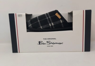BEN SHERMAN Hausschuhe schwarz gemustert - UK 7 - 8 / EU 41 - 42