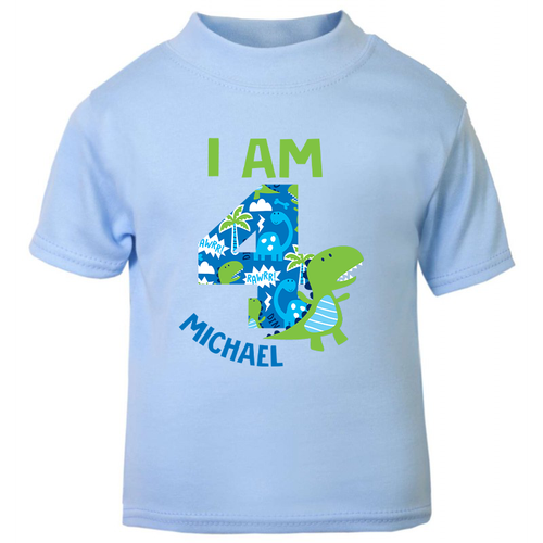 Four Birthday T-shirt Custom Dino | eBay