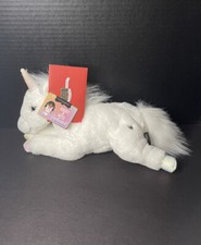 New 14" White Plush Unicorn Enchanted Adopt a Pet FAO Schwarz Glittery Mane
