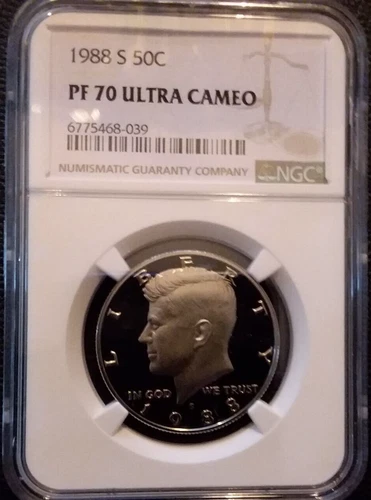 1988-S NGC PF 70 ULTRA CAMEO KENNEDY HALF DOLLAR *** PATRIOTIC FLAG LABEL ***