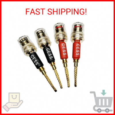 CNCESS CESS-220 Pin Banana Plug to 4mm Female Banana Jack/Speaker Wire, 4 Pack (