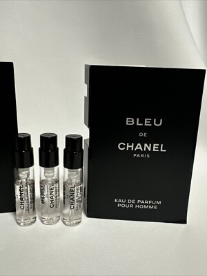 3x BLEU DE CHANEL EAU DE PARFUM POUR HOMME Spray 1.5ML/0.05 Oz Each