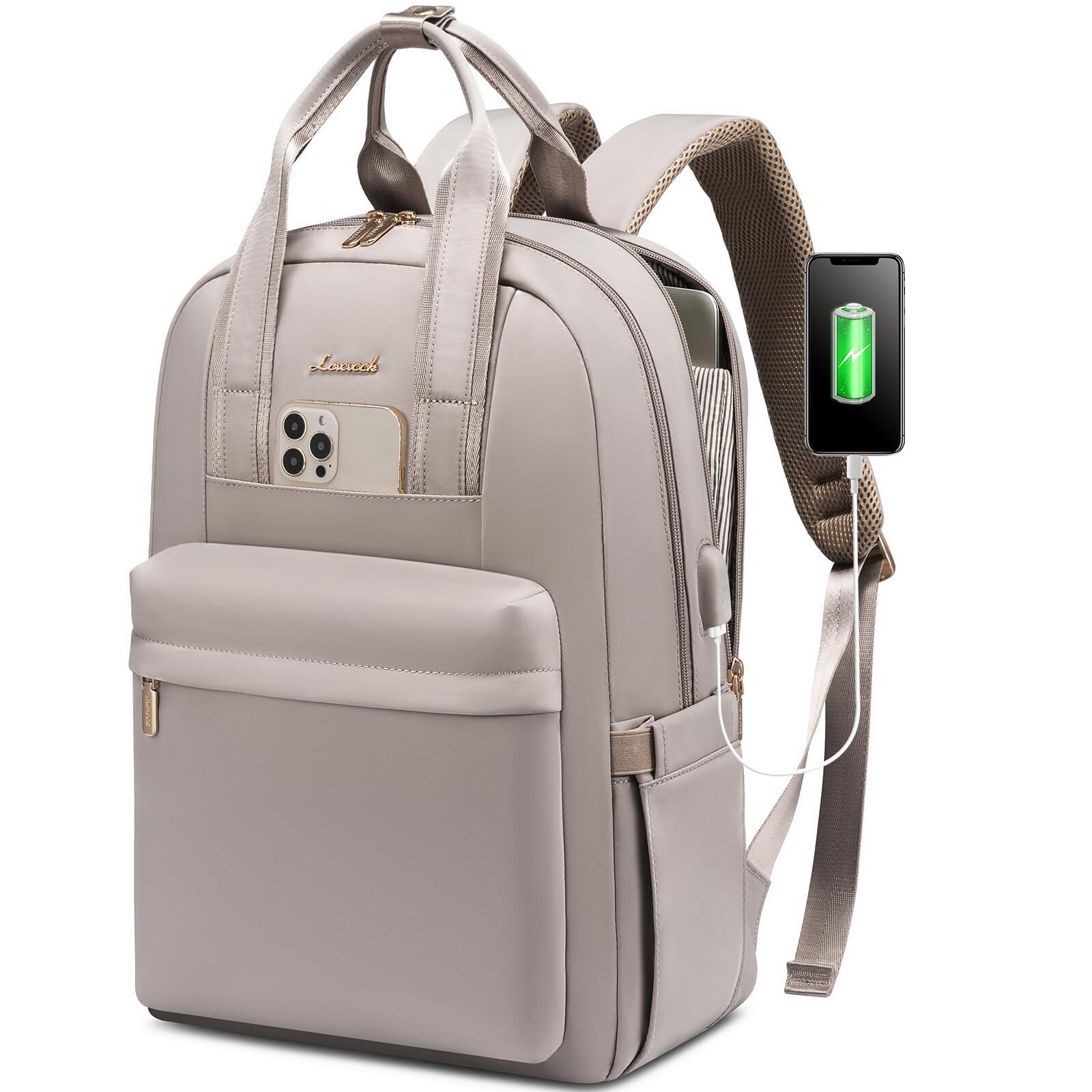 Stylish 15.6 Inch Laptop Backpack Purse for Women with USB Charging Port and Water Resistant Design-image