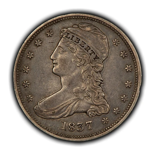 1837 50c Capped Bust Silver Half Dollar - PQ Original Patina - NGC XF 45 - B4497