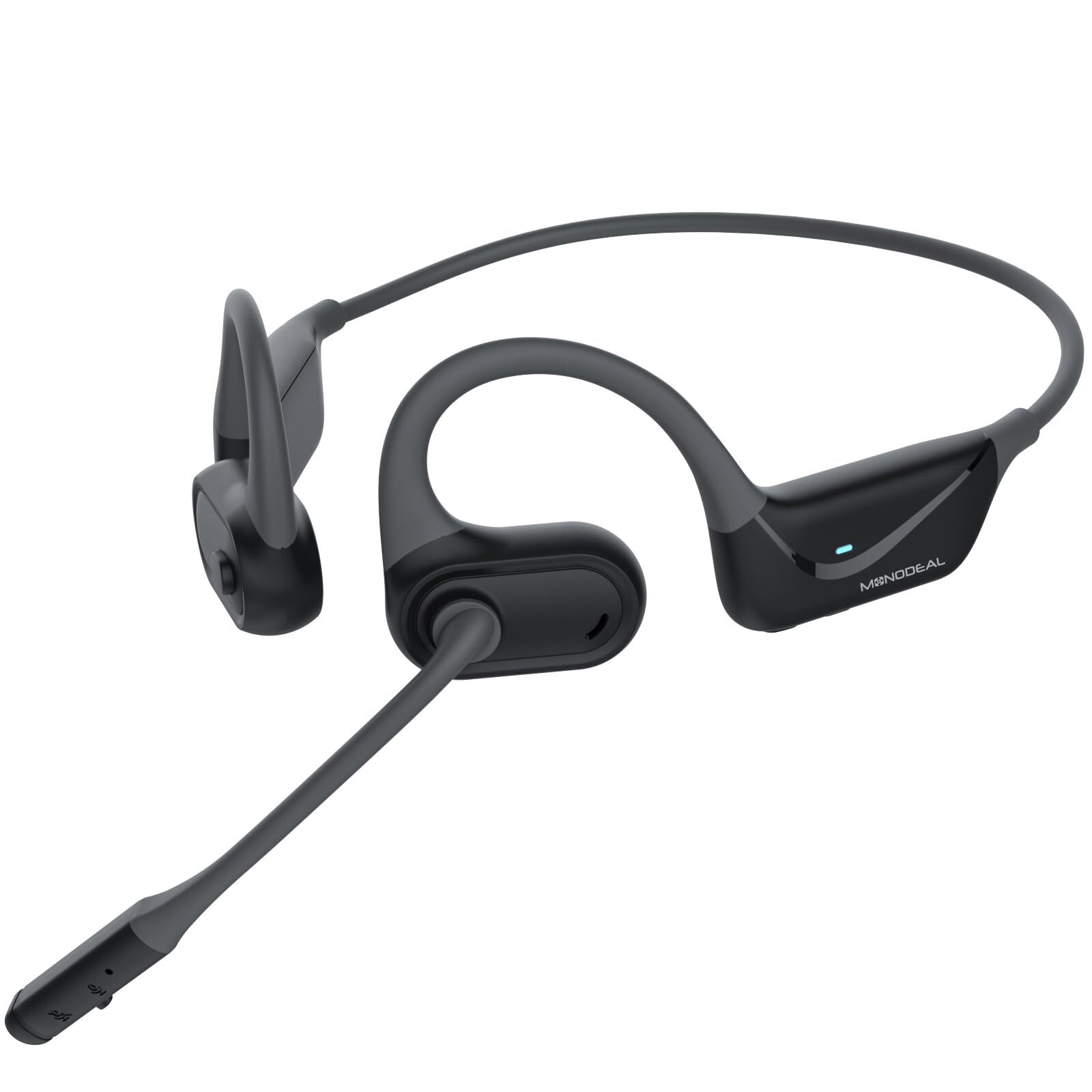 MONODEAL Open Ear Headphones with Mic Lightweight Bluetooth 5.4 Headset with ...