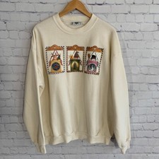 Vintage 1996 Reindeer Snowman Santa Sweatshirt Size XL Holiday Christmas LEE tag