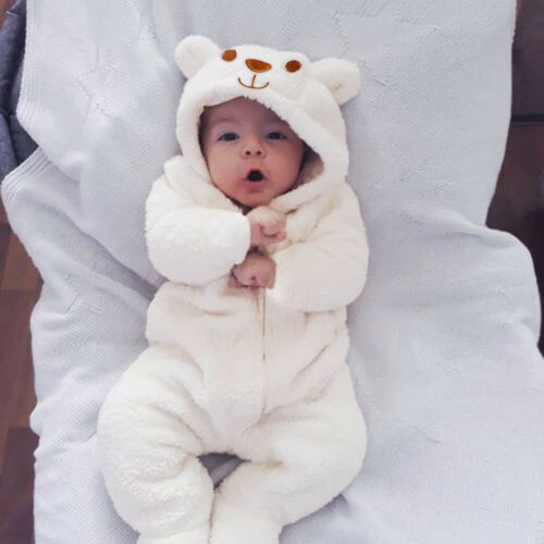 Newborn Infant Baby Boy Girl Hooded Cartoon Flannel Romper Jumpsuit Clothes  | eBay