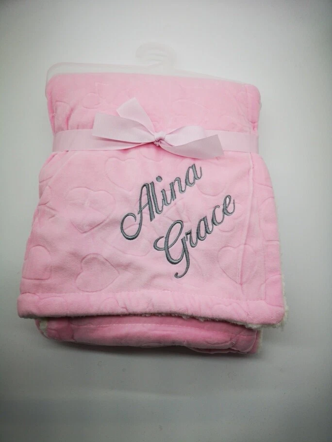 Personalisierte bestickte Babydecke Fleece Junge Mädchen Neu Baby Geburt Geschenk