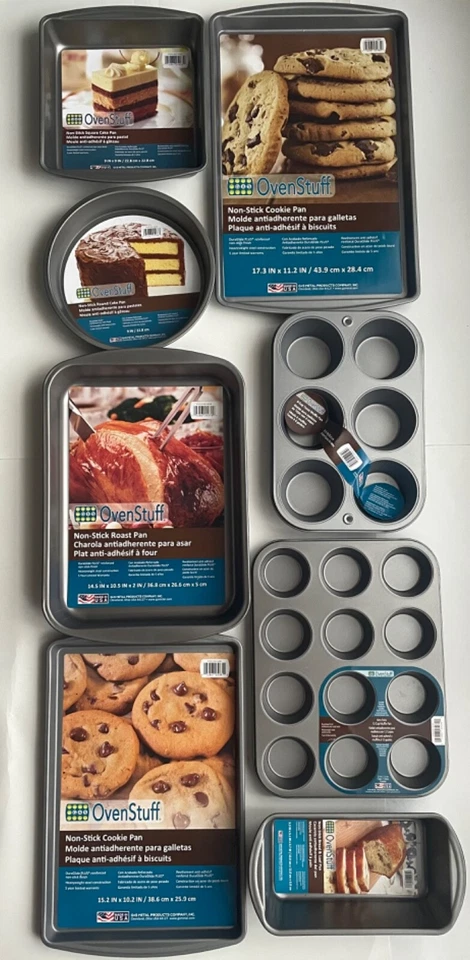 8 Stück Backformen Set Antihaft Aluminisiert Stahl Keks Blech Bräter Hergestellt in den USA