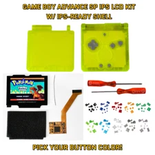 Game Boy Advance SP GBA SP IPS 101 LCD Full KIT W/ PRE CUT SHELL - Neon Yellow