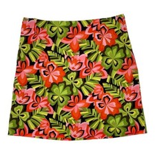 Talbots Pink Black Green Bold Floral Cotton Straight Skirt Size 18