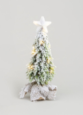 48 cm Herde Schnee Weihnachtsbaum + Stern LED beleuchtete Sackleine